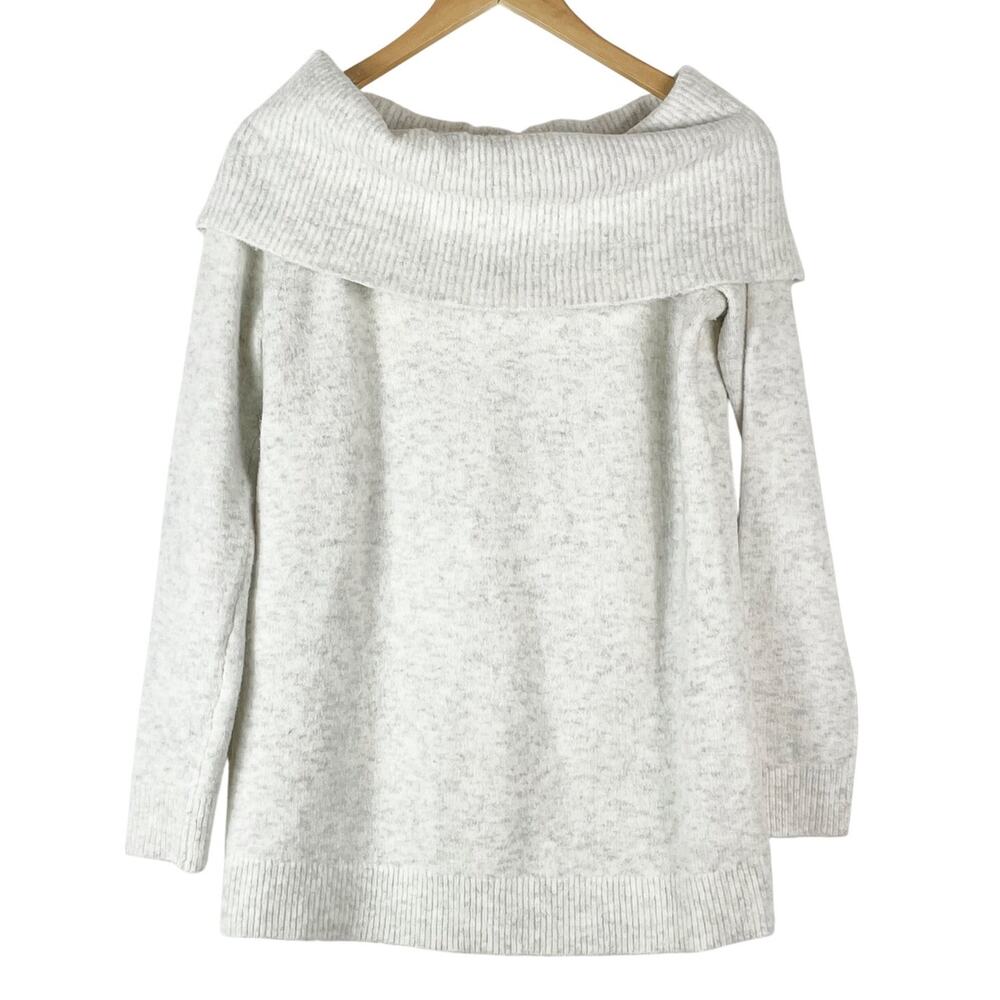 Ann Taylor Women's Oatmeal Cream Soft Off the Shoulder Sweater Size M Old Money - Picture 1 of 6